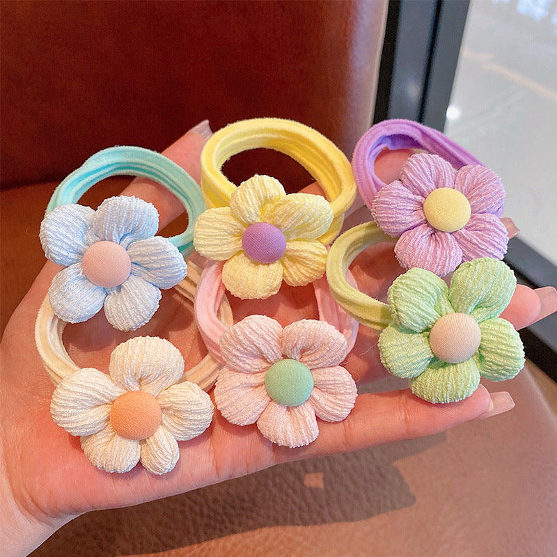 Niños al por mayor Knot Knot Flower Scrunchies de cabello 6 piezas/set